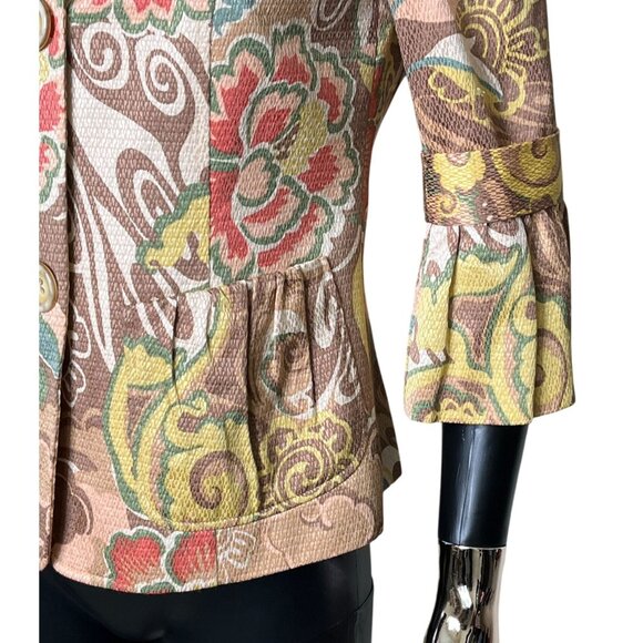 Lafayette 148 Floral Brocade Peplum Jacket Ruffle Sleeve Size 2 Fits Oversized - Picture 8 of 13